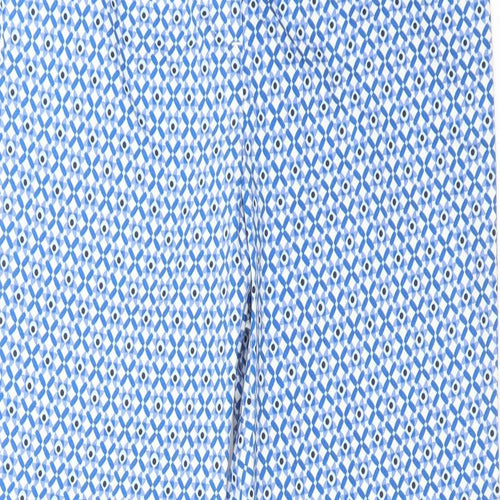 M&S Womens Blue Geometric  Trousers  Size 8 L26 in