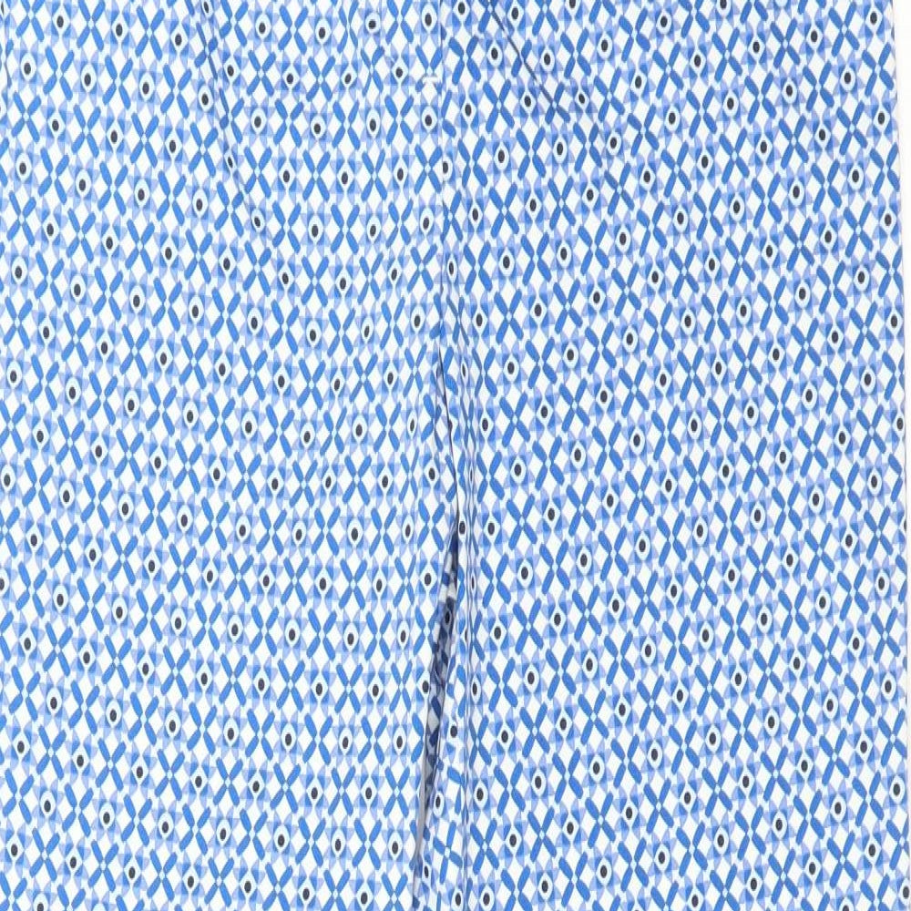 M&S Womens Blue Geometric  Trousers  Size 8 L26 in