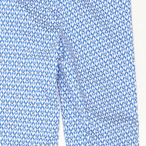 M&S Womens Blue Geometric  Trousers  Size 8 L26 in