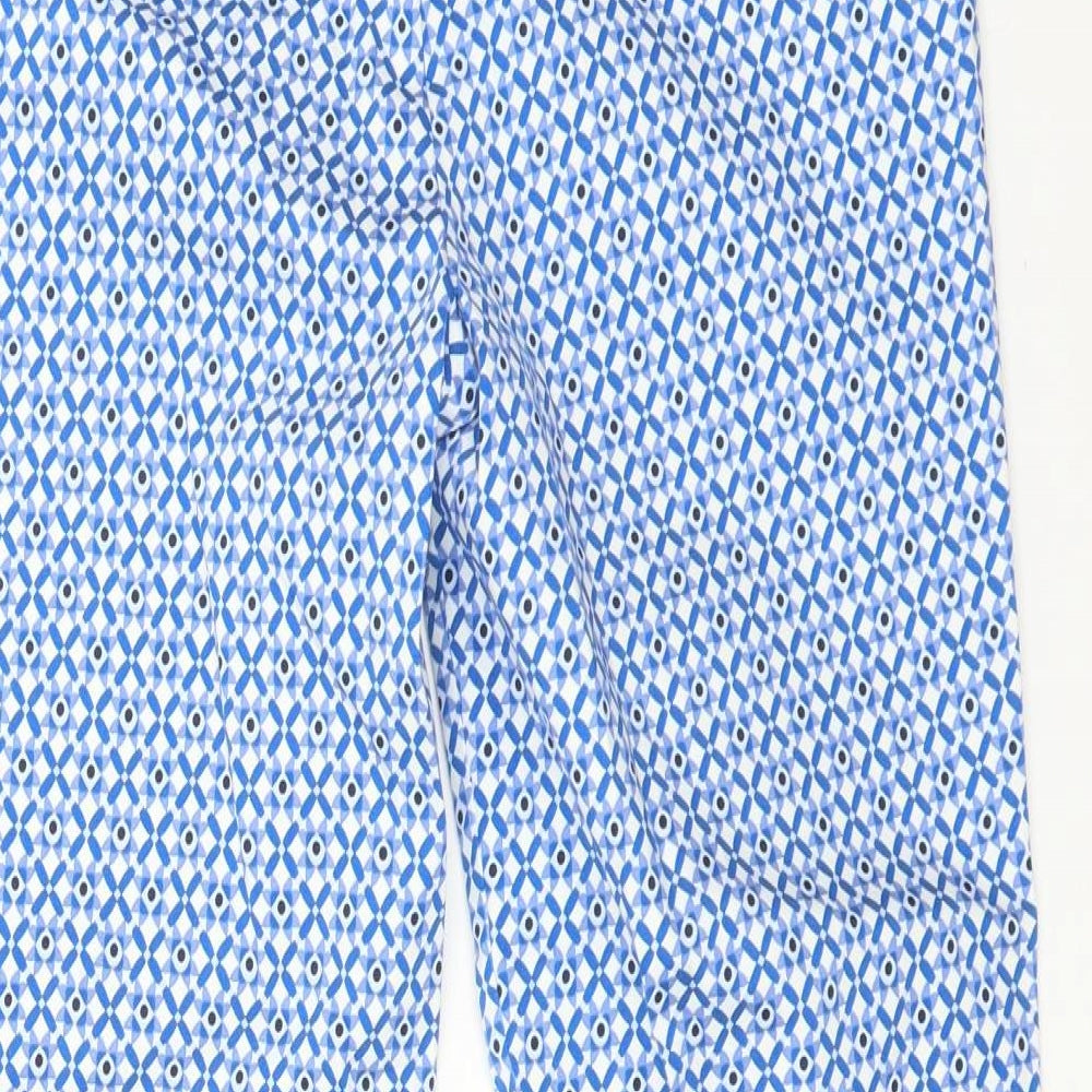 M&S Womens Blue Geometric  Trousers  Size 8 L26 in