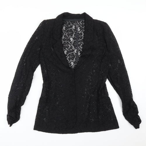 NEXT Womens Black Floral  Jacket Blazer Size 8