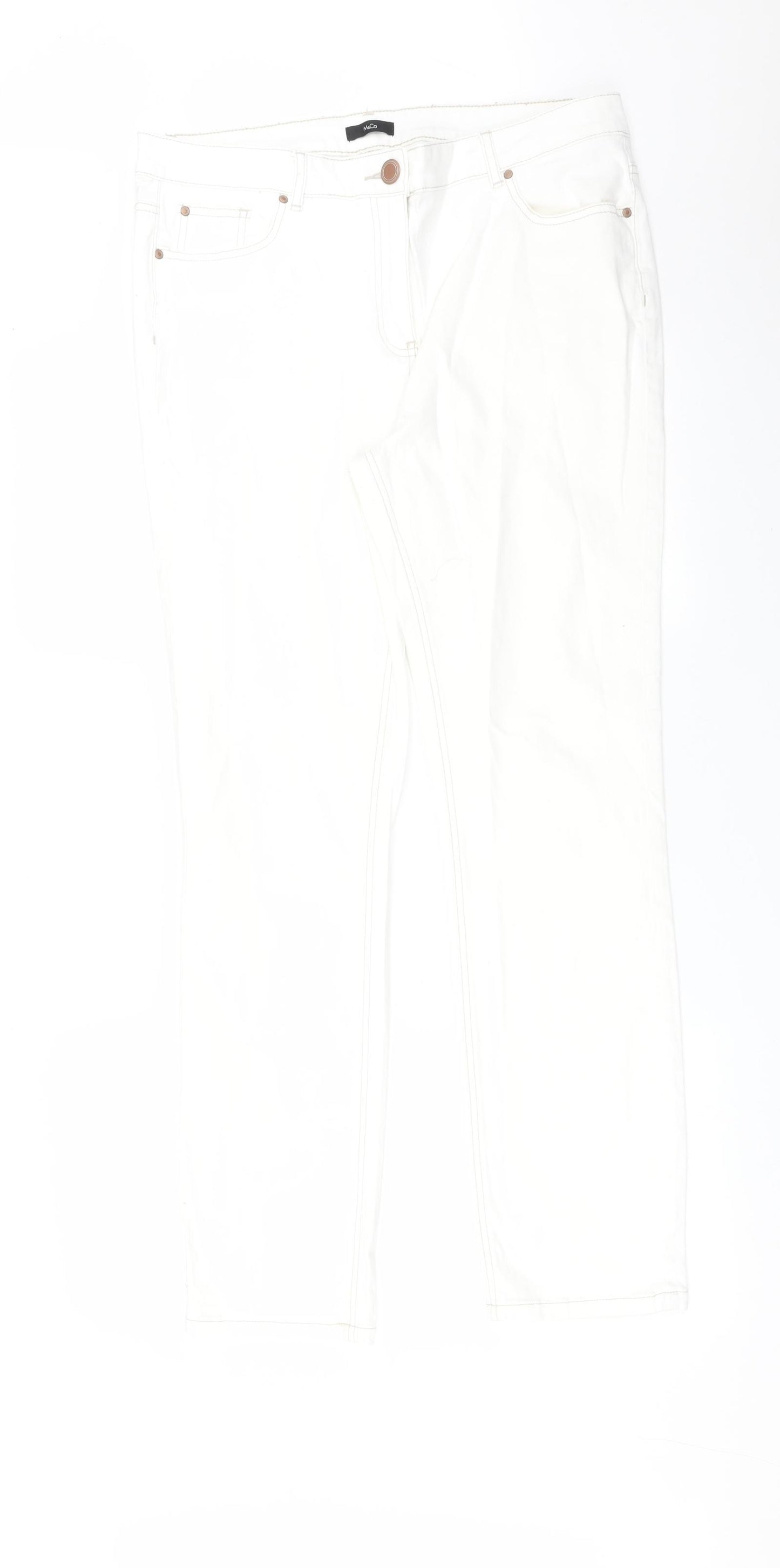 M&Co Womens White   Straight Jeans Size 14 L29 in