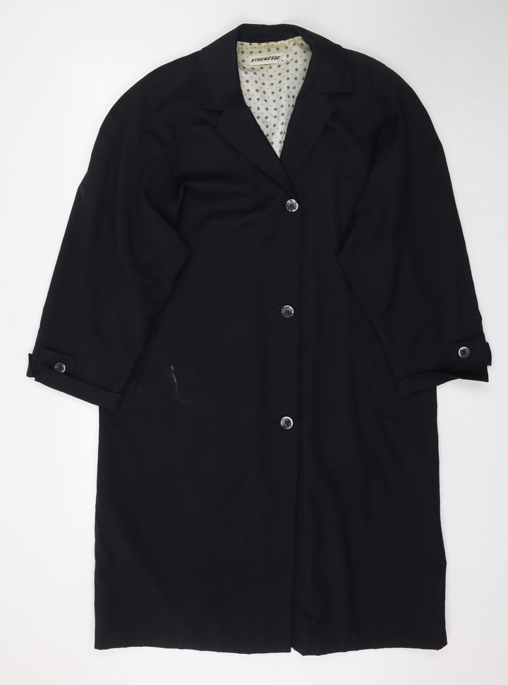 Strenesse Womens Black Overcoat Jacket Size L