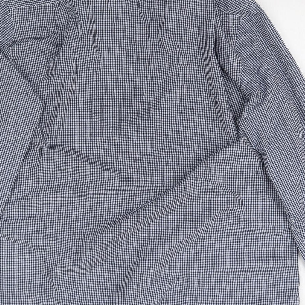 George Mens Blue Plaid   Button-Up Size 16
