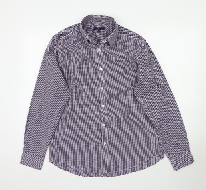 George Mens Purple Plaid   Button-Up Size 16