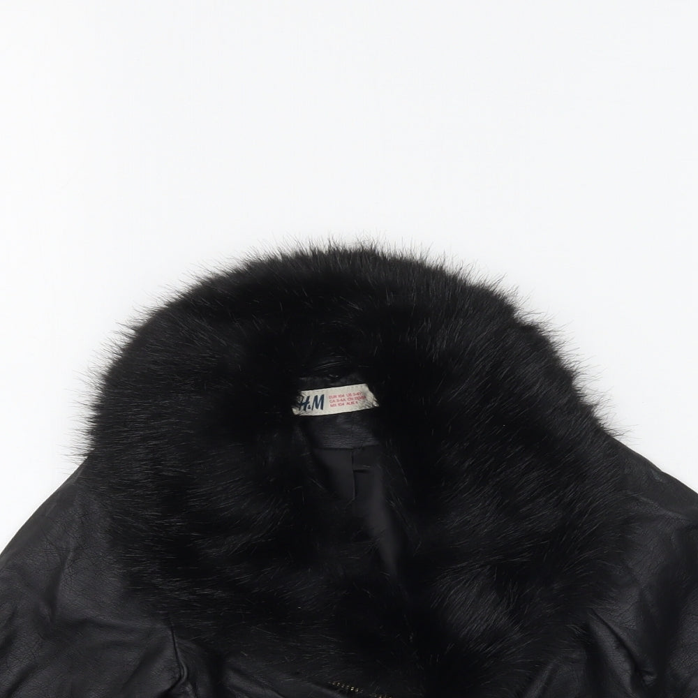 H&M Girls Black   Jacket  Size 3-4 Years  - Faux leather faux fur