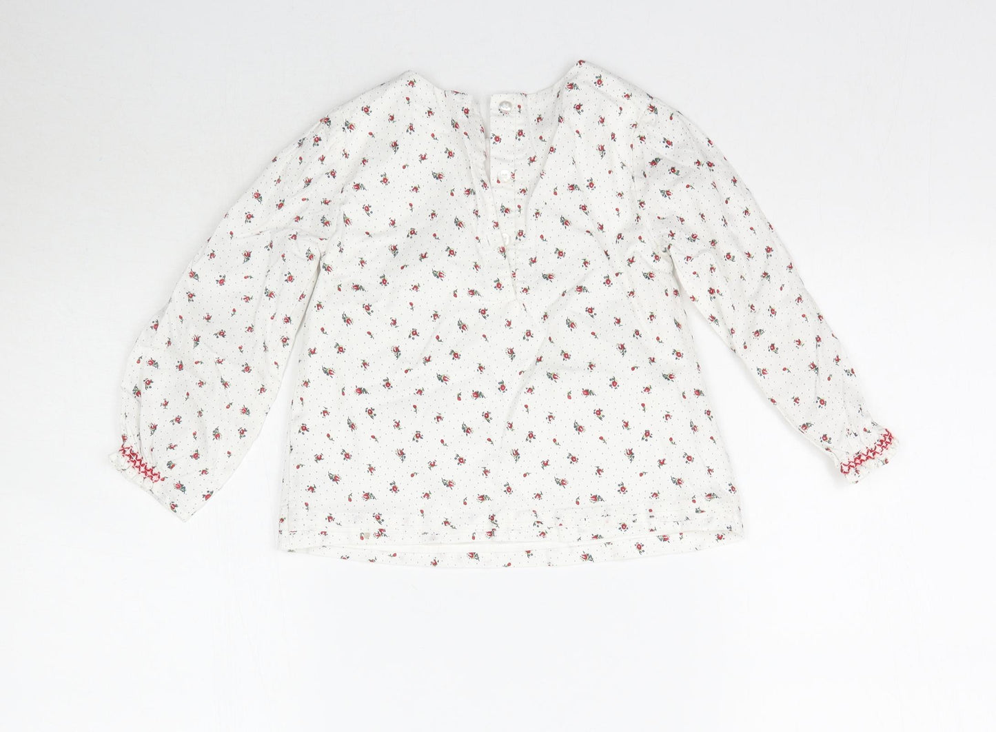 Mothercare Girls White Floral  Basic Blouse Size 3-4 Years