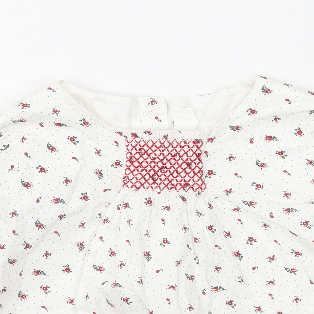 Mothercare Girls White Floral  Basic Blouse Size 3-4 Years