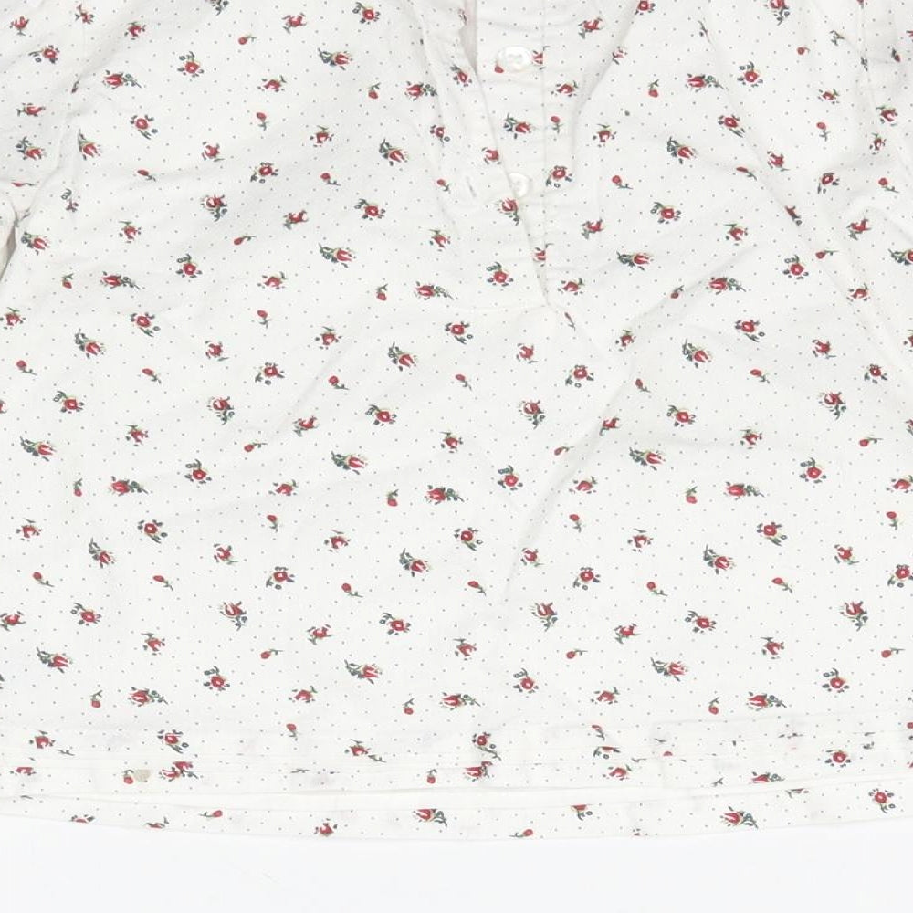 Mothercare Girls White Floral  Basic Blouse Size 3-4 Years