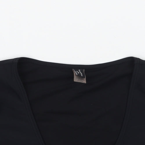 South Beach Womens Black   Cropped T-Shirt Size 8  - Tie detail top