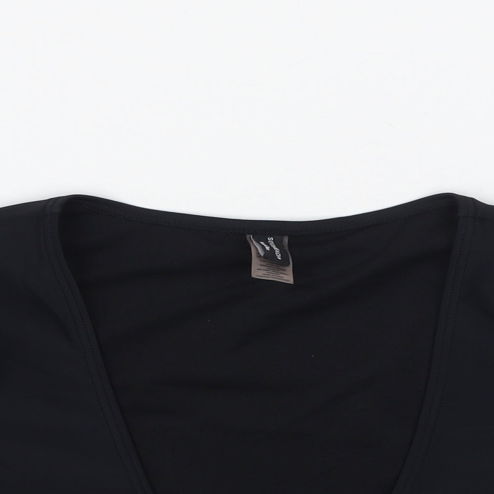 South Beach Womens Black   Cropped T-Shirt Size 8  - Tie detail top