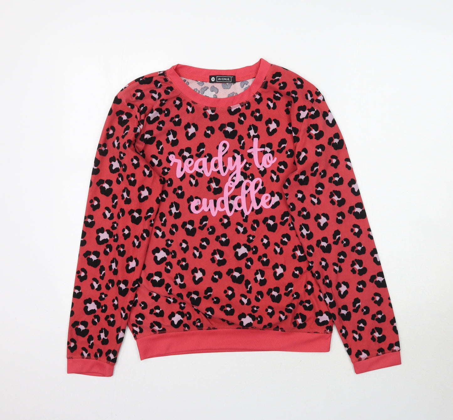 Avenue Womens Pink Animal Print  Top Pyjama Top Size 10  - Ready to Cuddle LEOPARD PRINT