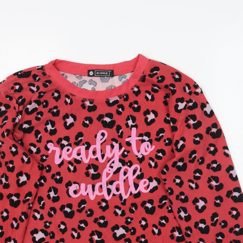 Avenue Womens Pink Animal Print  Top Pyjama Top Size 10  - Ready to Cuddle LEOPARD PRINT