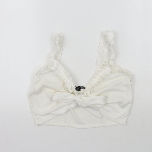 PRETTYLITTLETHING Womens White   Cropped Blouse Size 10