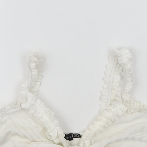 PRETTYLITTLETHING Womens White   Cropped Blouse Size 10