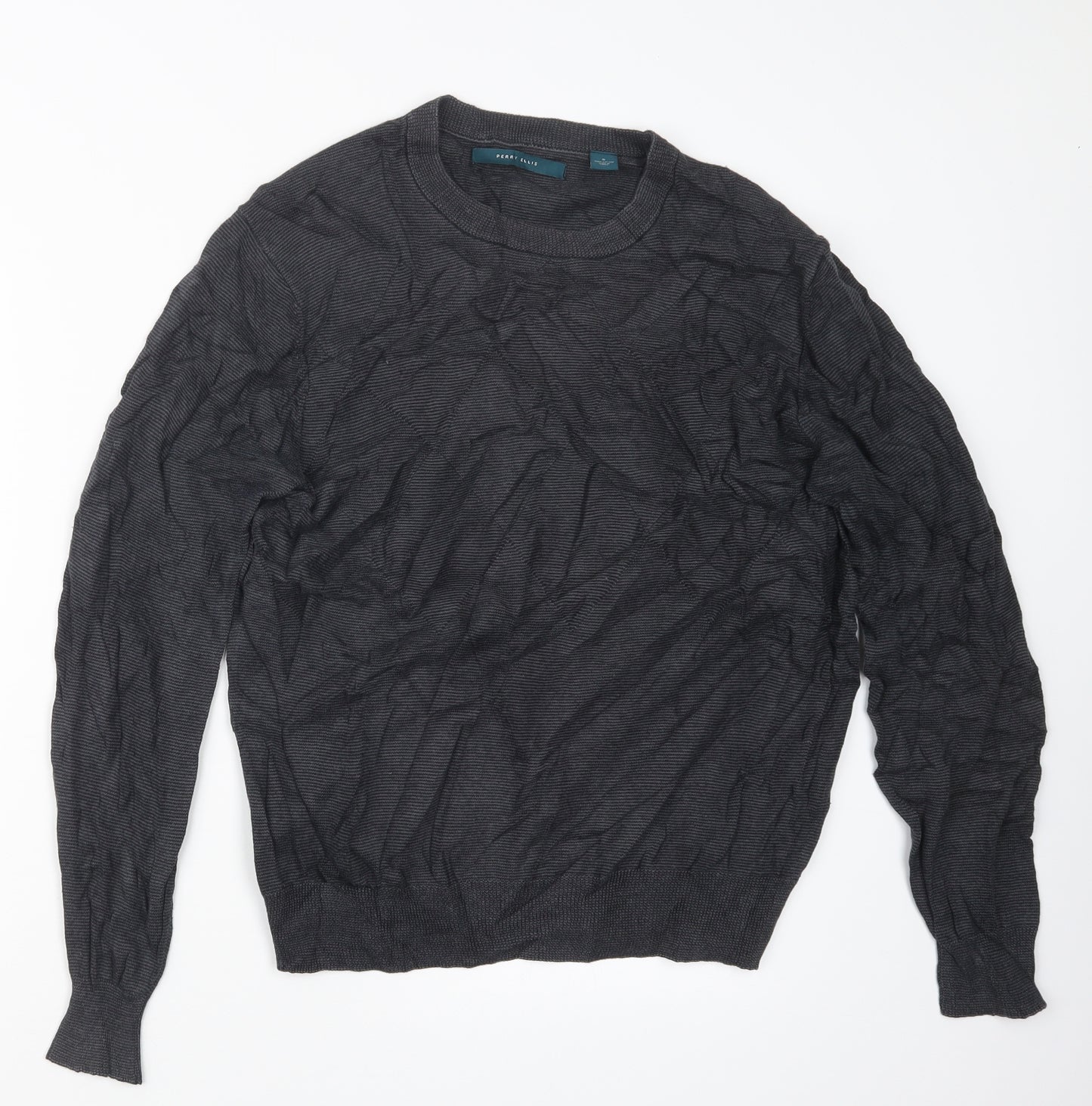 Perry Ellis Mens Grey  Knit Pullover Jumper Size S