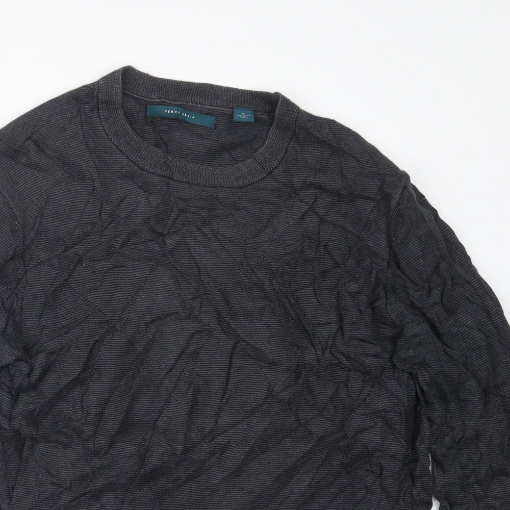 Perry Ellis Mens Grey  Knit Pullover Jumper Size S