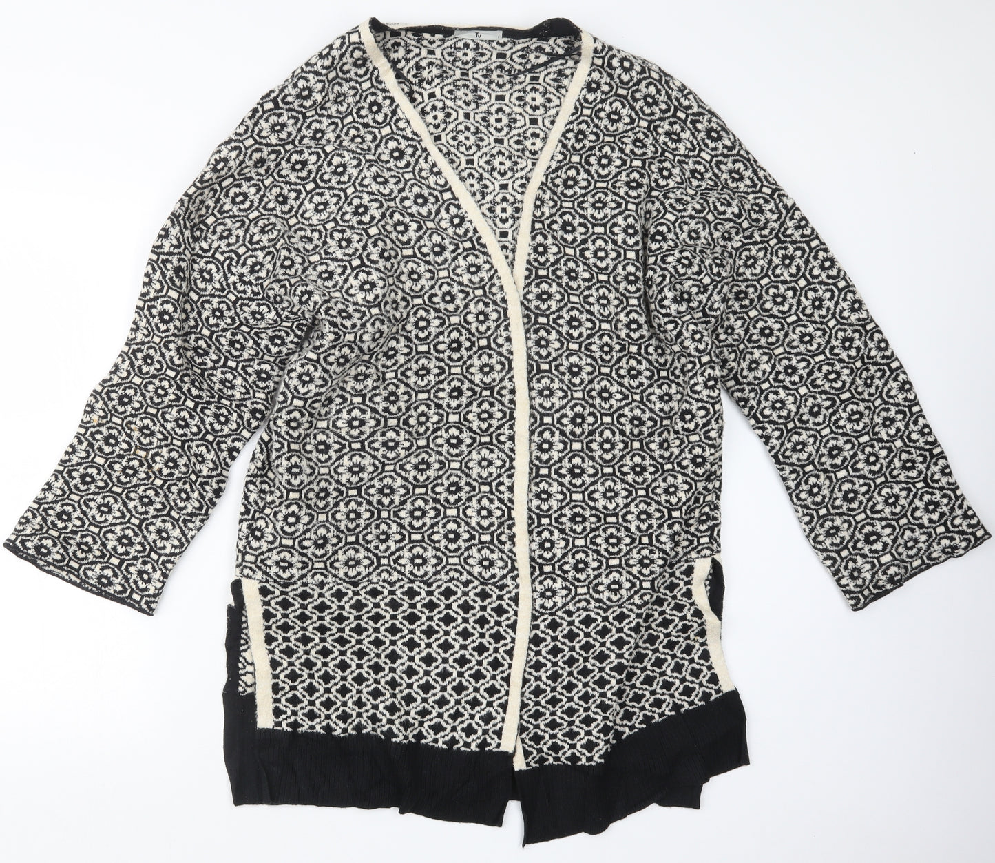 TU Womens Black Geometric Knit Cardigan Jumper Size L