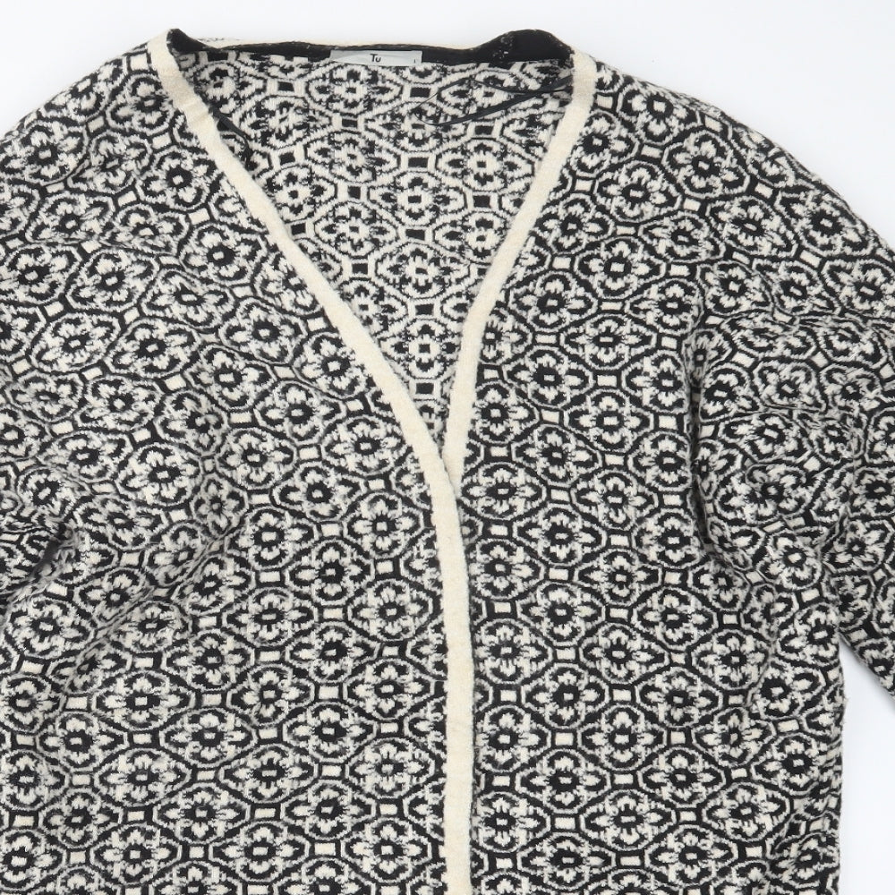 TU Womens Black Geometric Knit Cardigan Jumper Size L