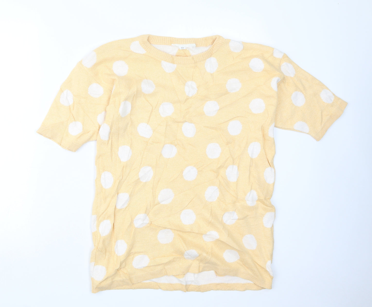 Preworn Womens Yellow Polka Dot Knit Pullover Jumper Size 10