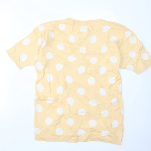 Preworn Womens Yellow Polka Dot Knit Pullover Jumper Size 10