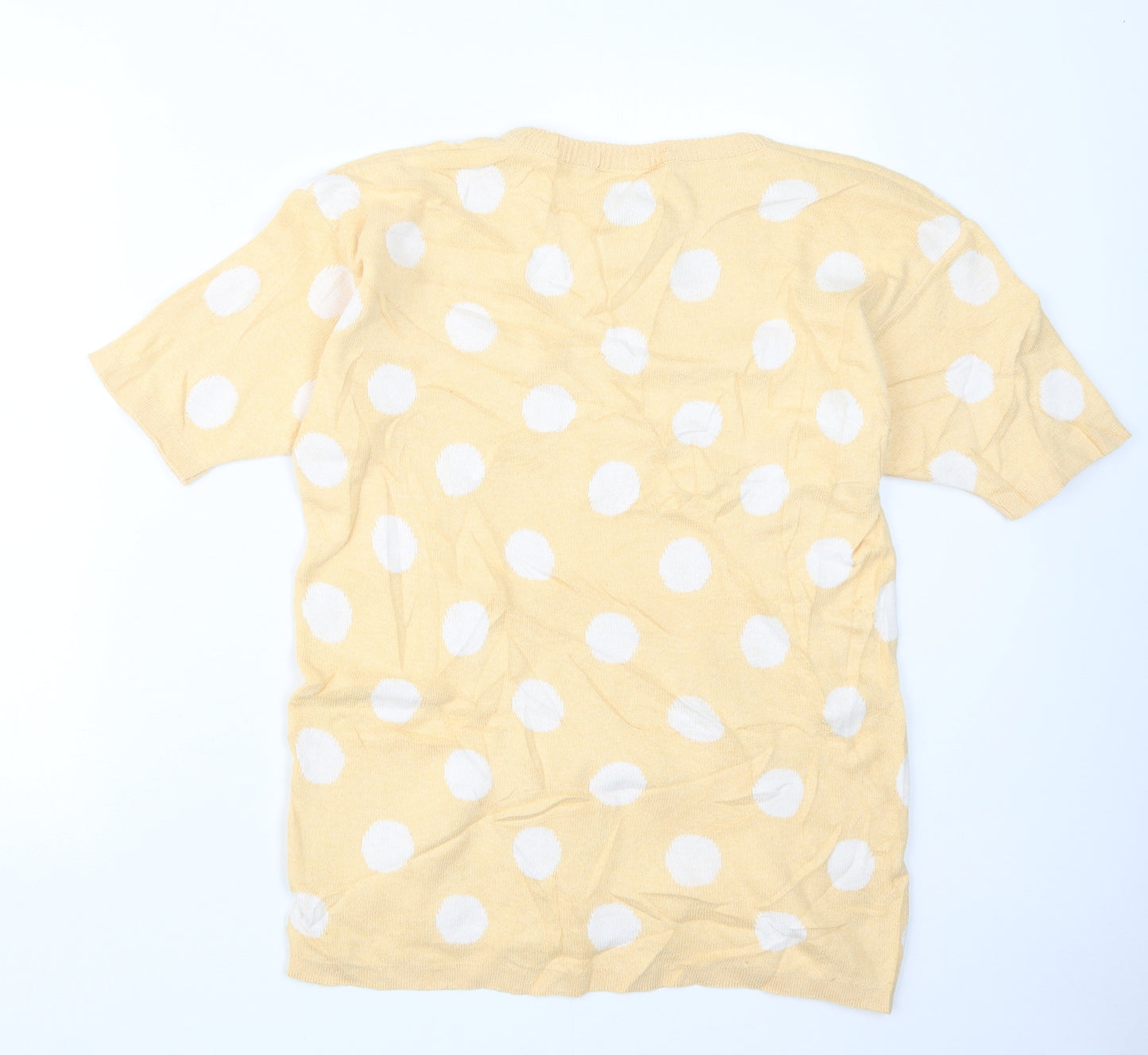 Preworn Womens Yellow Polka Dot Knit Pullover Jumper Size 10