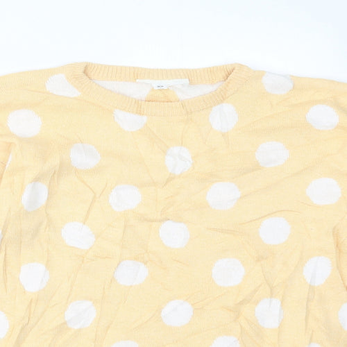 Preworn Womens Yellow Polka Dot Knit Pullover Jumper Size 10