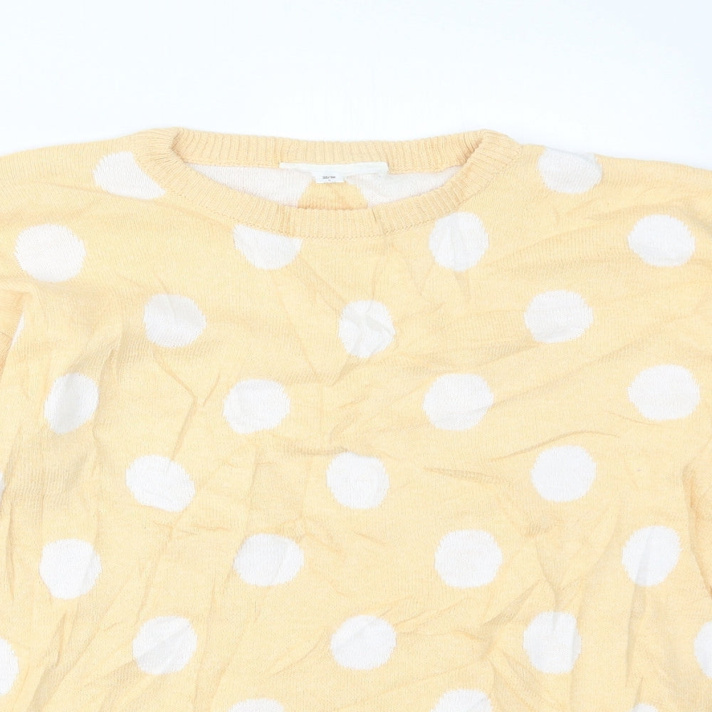 Preworn Womens Yellow Polka Dot Knit Pullover Jumper Size 10