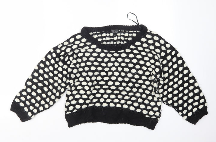 Topshop Womens Black  Knit Pullover Jumper Size 10