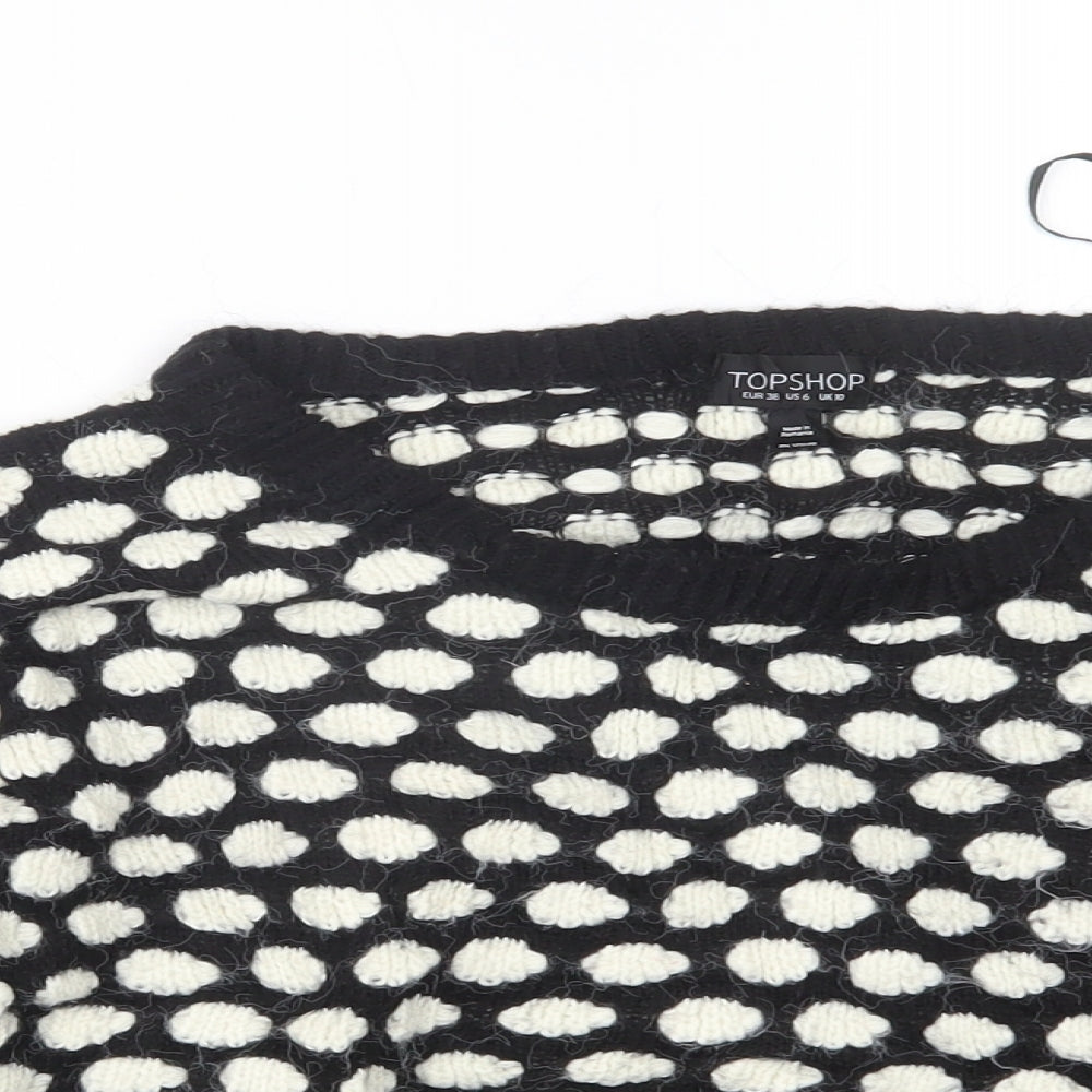 Topshop Womens Black  Knit Pullover Jumper Size 10