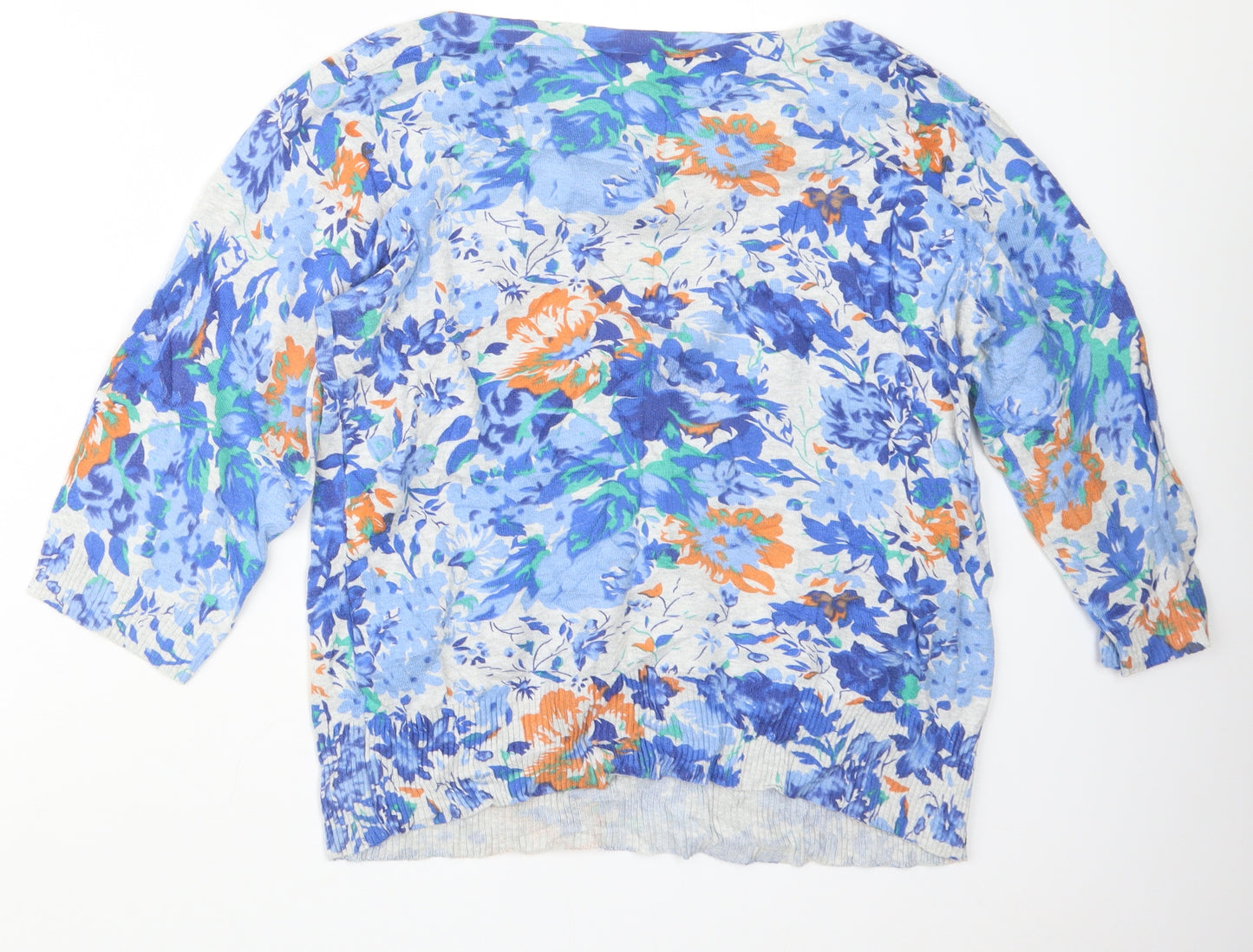 M&Co Womens Blue Floral  Pullover Jumper Size 18