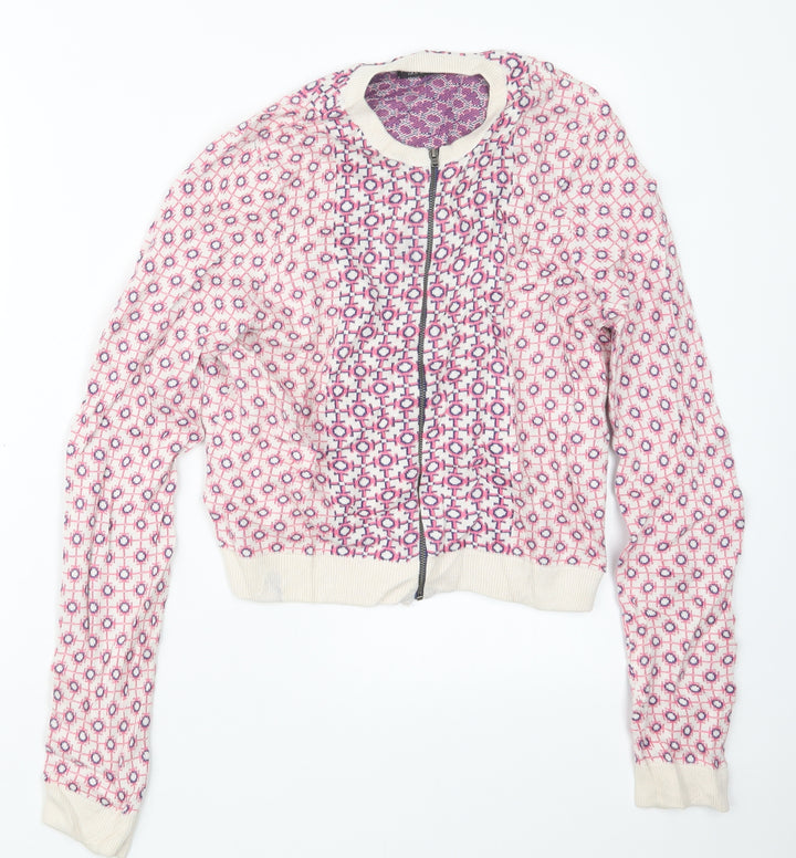 Topshop Womens Pink Geometric Knit Jacket Size 8