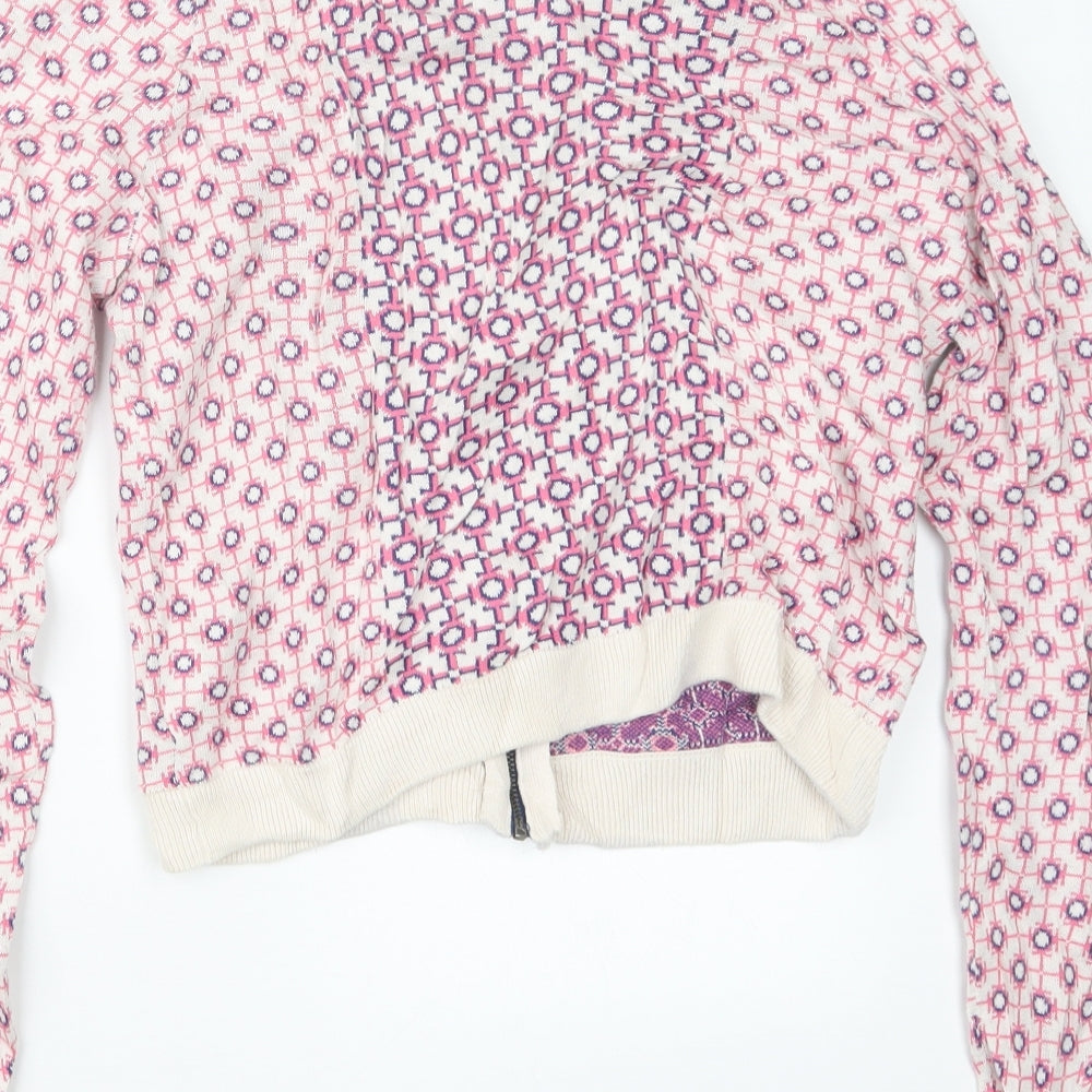 Topshop Womens Pink Geometric Knit Jacket  Size 8