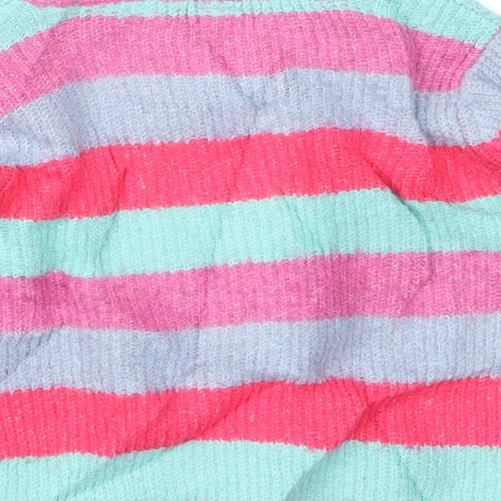 TU Girls Pink Striped Knit Pullover Jumper Size 18-24 Months
