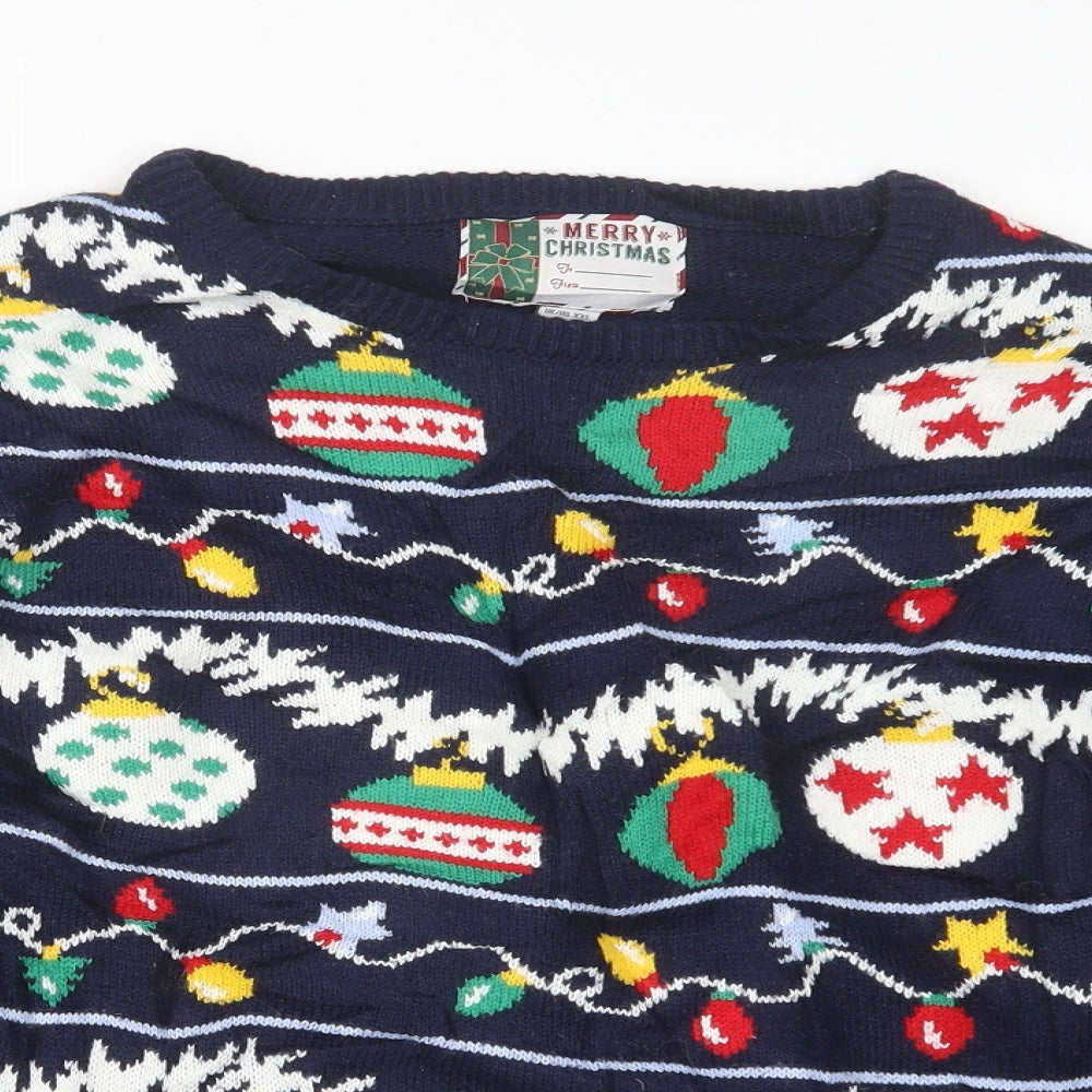 Cedar Wood State Mens Blue  Knit Pullover Jumper Size 2XL  - Christmas