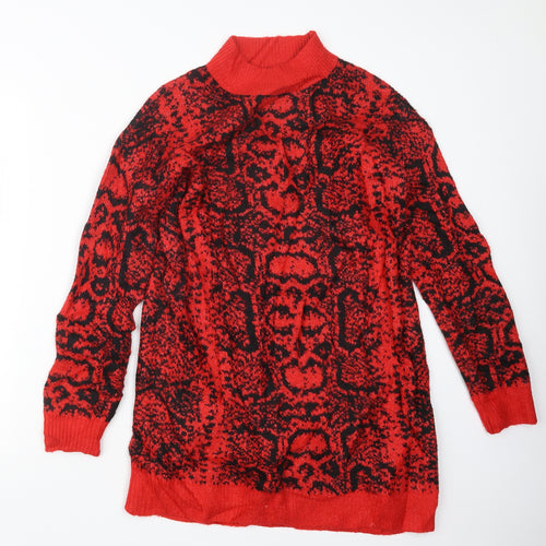 Cameo Rose Womens Red Geometric Knit Pullover Jumper Size M  - Long