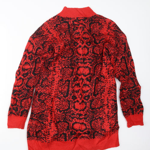 Cameo Rose Womens Red Geometric Knit Pullover Jumper Size M  - Long