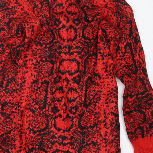 Cameo Rose Womens Red Geometric Knit Pullover Jumper Size M  - Long