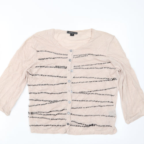 Caroline Sills Womens Beige  Knit Cardigan Jumper Size M