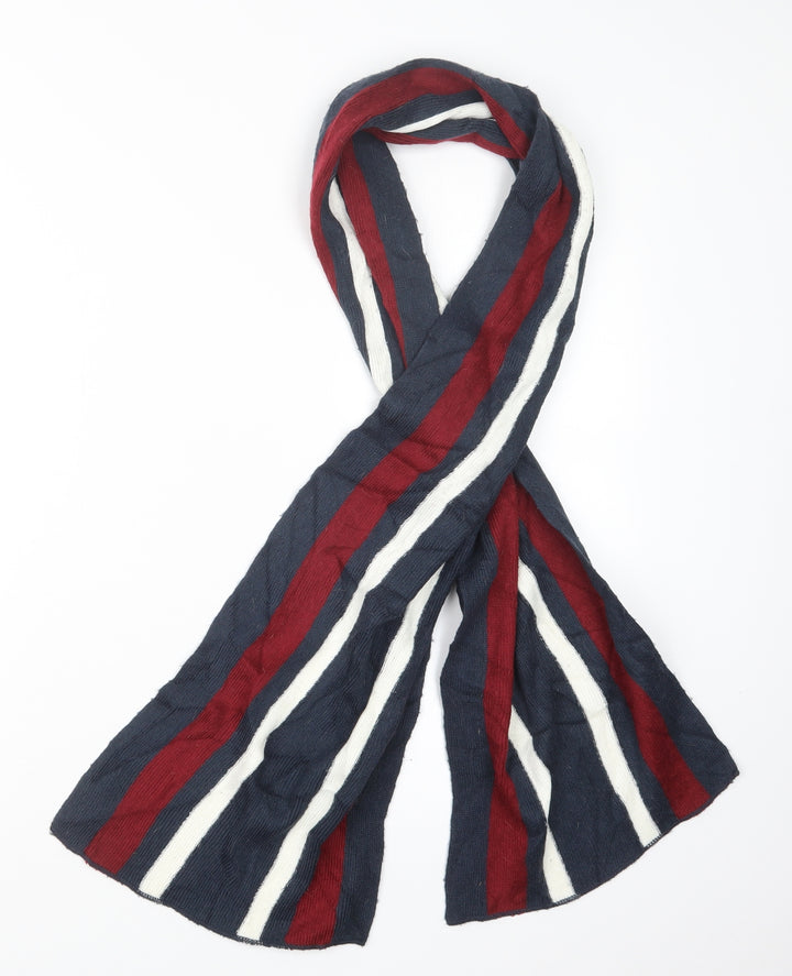 Preworn Mens Red Striped Knit Scarf  One Size