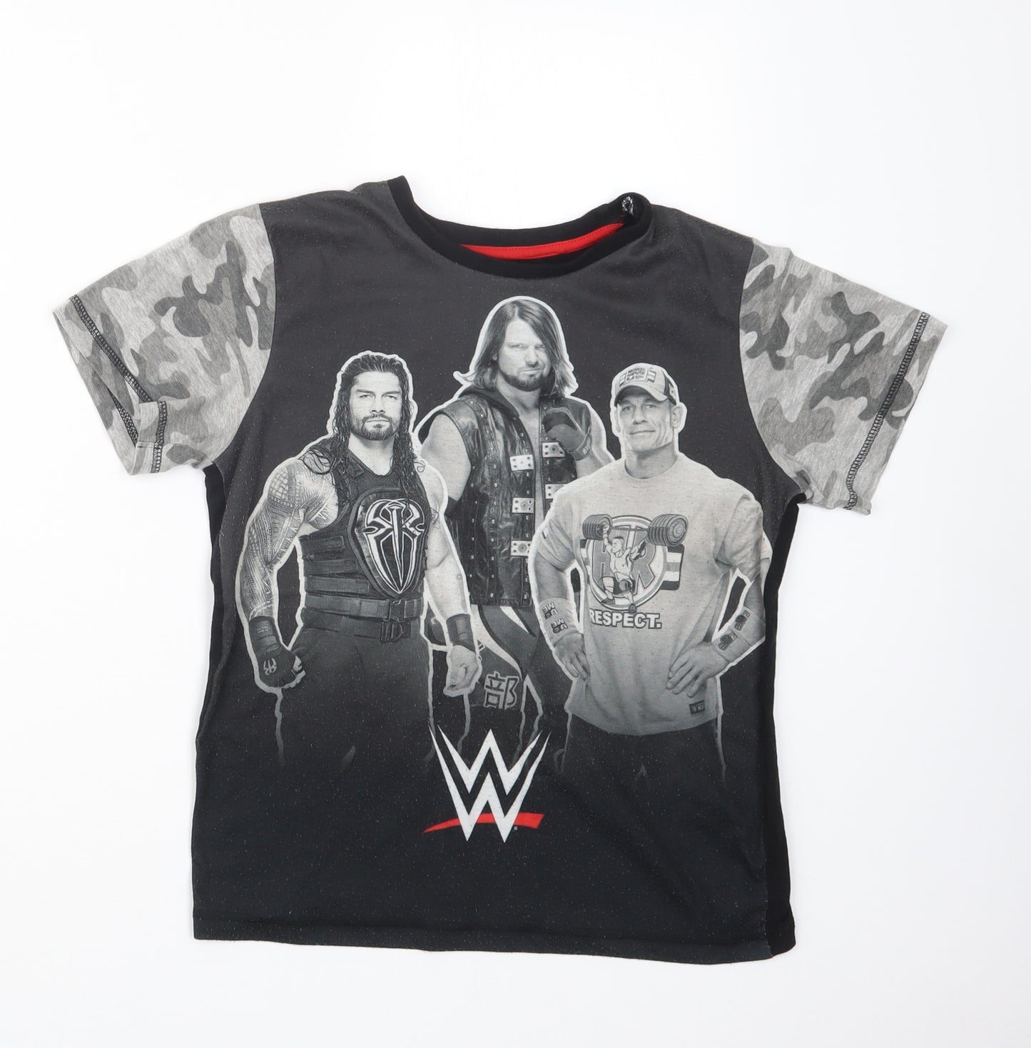 George Boys Black Geometric   Pyjama Top Size 10-11 Years  - WWE