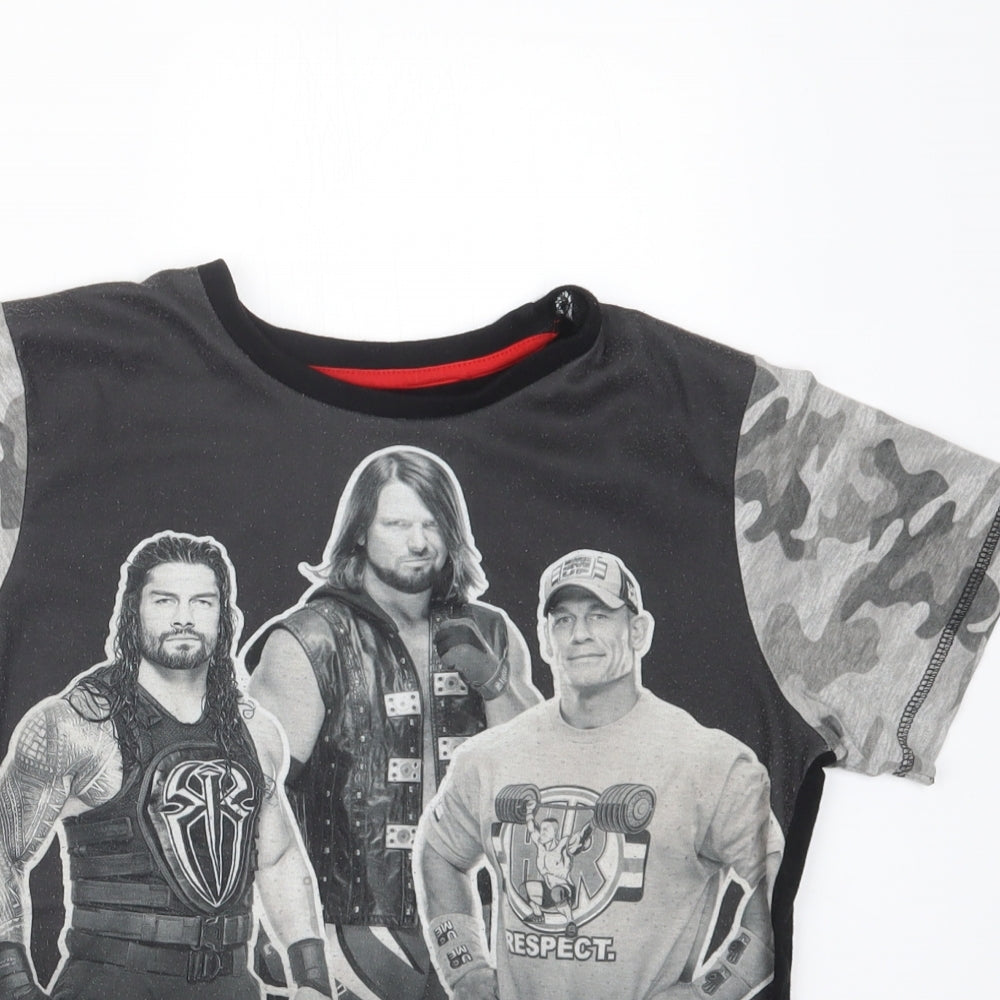 George Boys Black Geometric   Pyjama Top Size 10-11 Years  - WWE