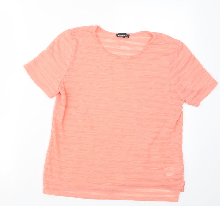 Warehouse Womens Orange Basic T-Shirt Size 10