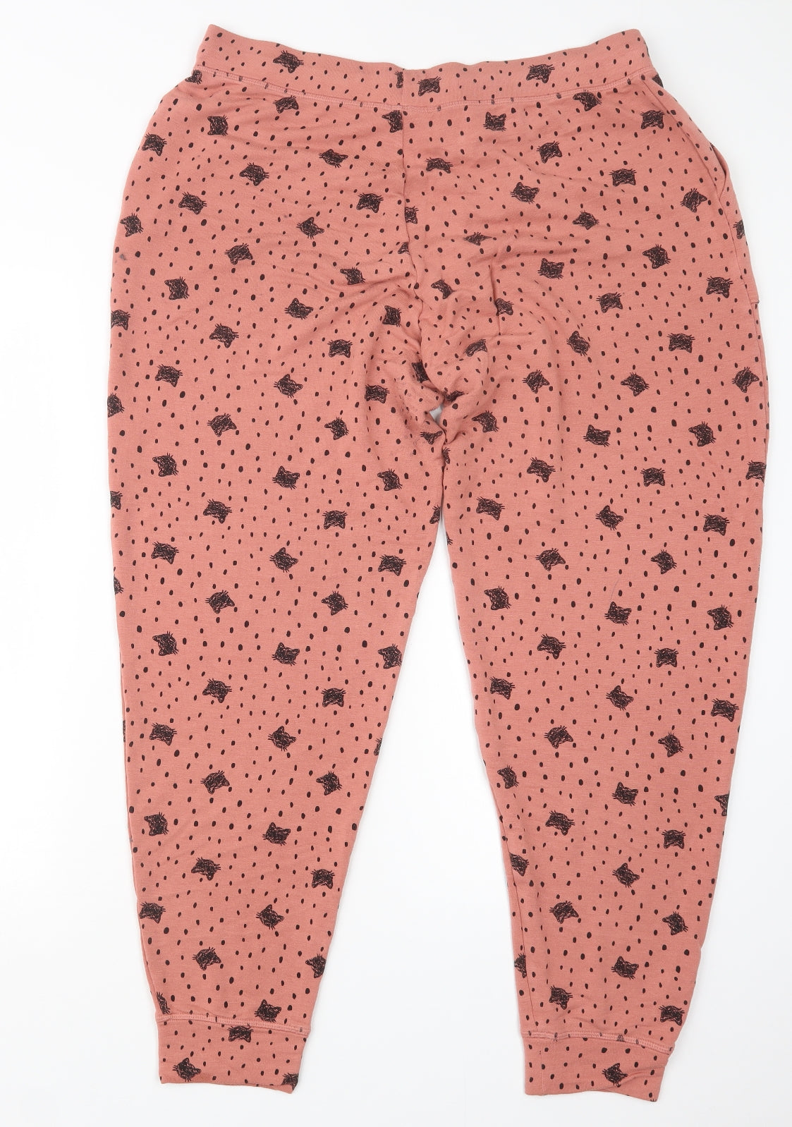 Marks and Spencer Womens Pink Geometric  Capri Pyjama Set Size 14  - Cats
