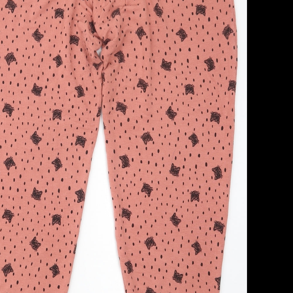 Marks and Spencer Womens Pink Geometric  Capri Pyjama Set Size 14  - Cats
