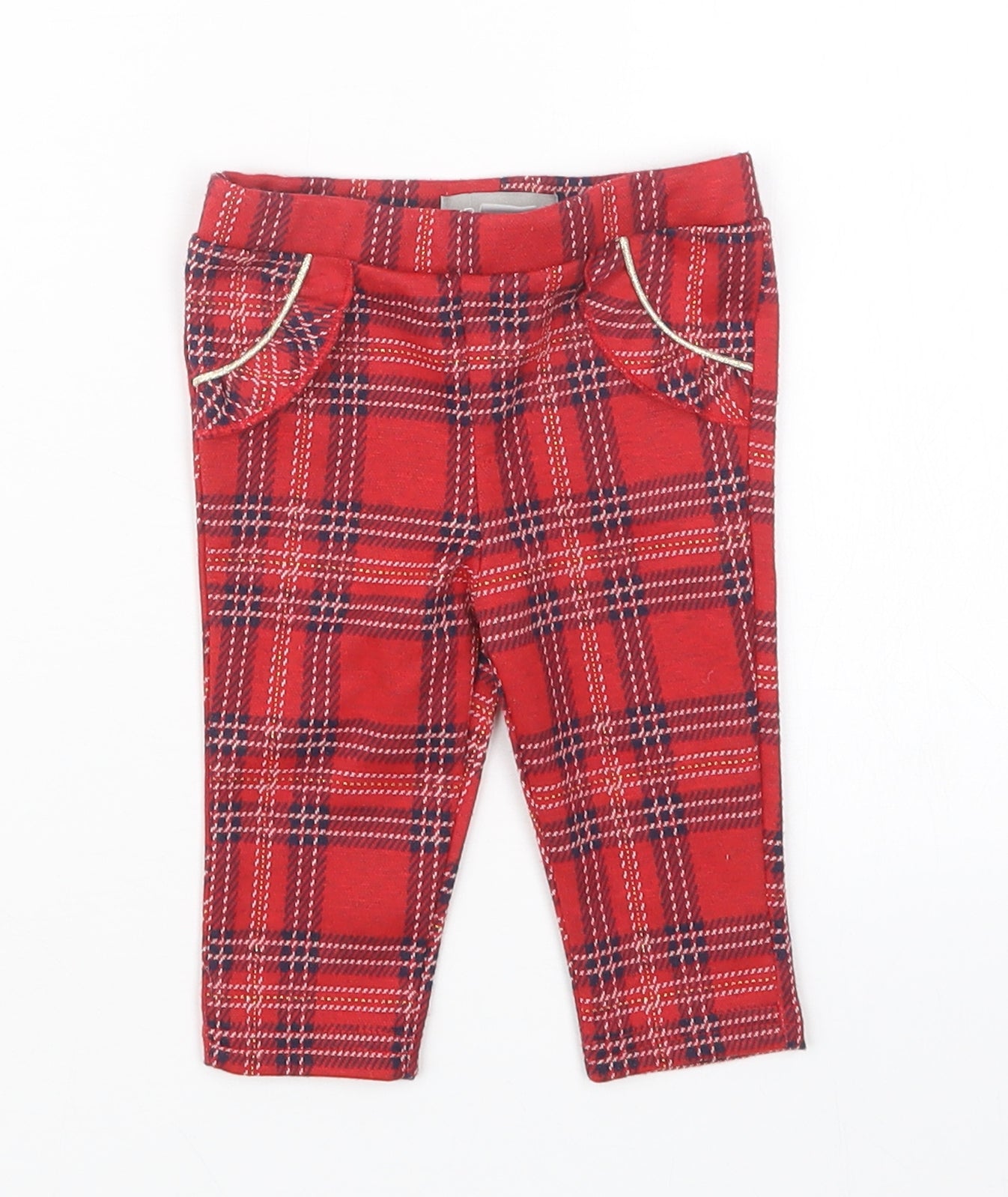 Primark Girls Red Check  Capri Trousers Size 0-3 Months