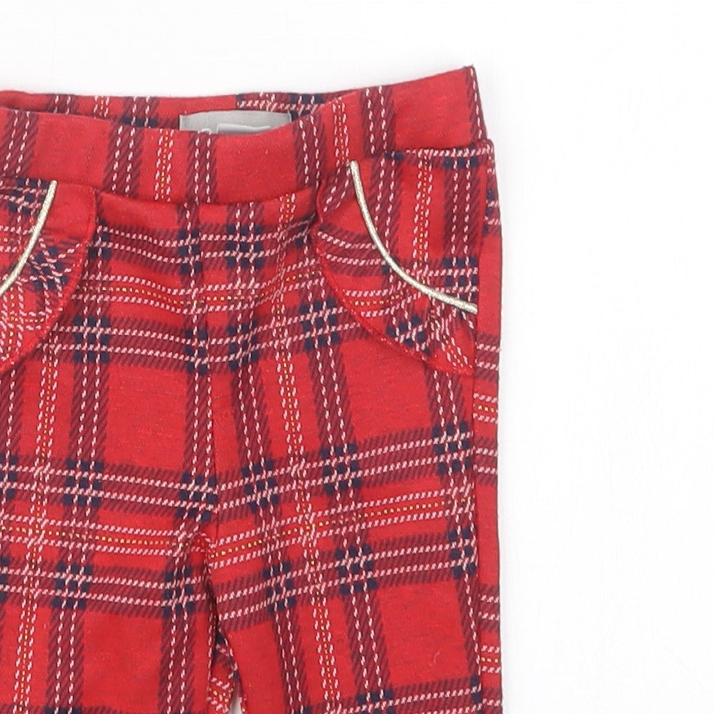 Primark Girls Red Check  Capri Trousers Size 0-3 Months