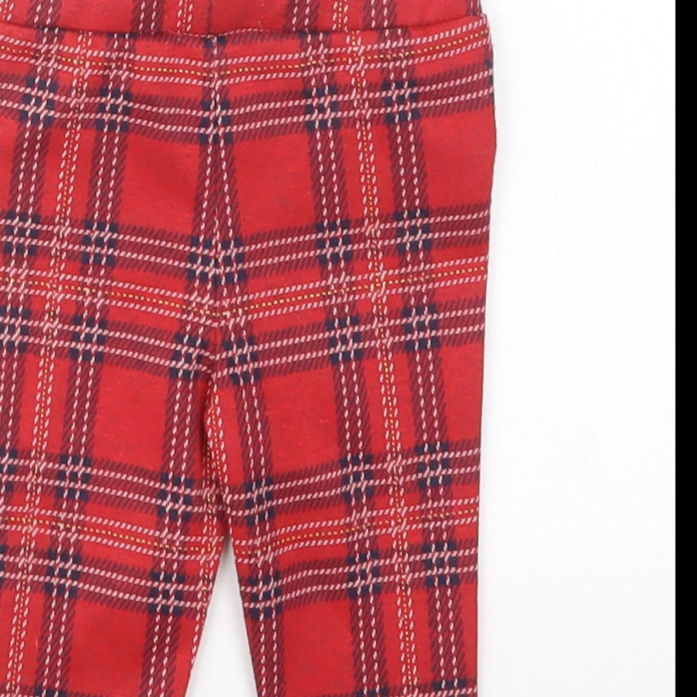 Primark Girls Red Check  Capri Trousers Size 0-3 Months