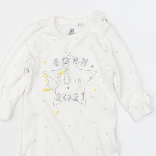 Blue Zoo Baby White Geometric  Babydoll One Piece Size Newborn