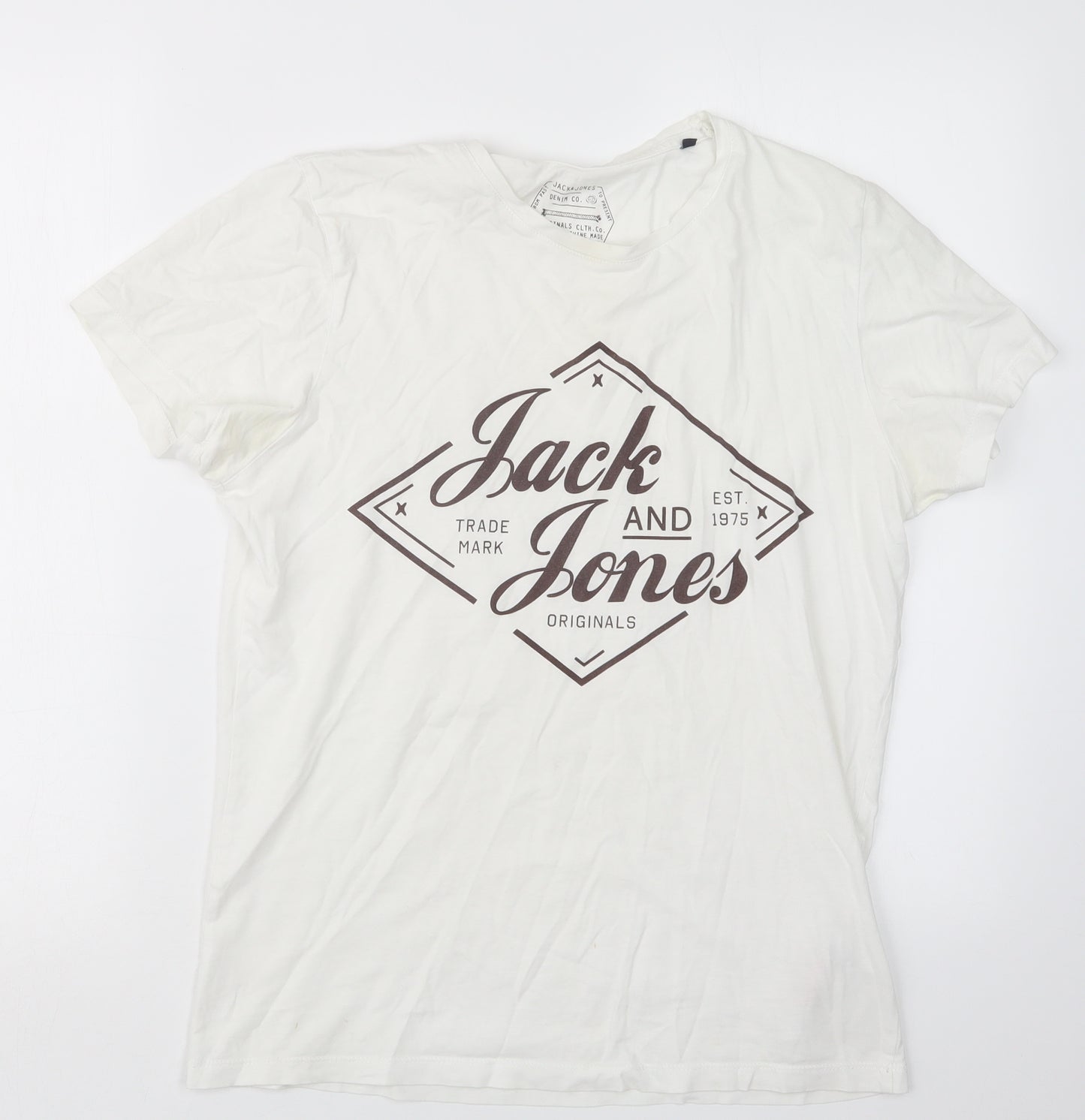 JACK & JONES Mens White    T-Shirt Size S